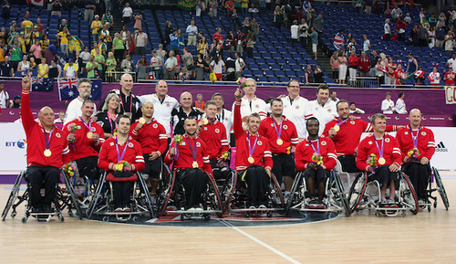 LONDON, ENGLAND 09/08/12: Team Canada wins the gold medal in Mens Wheelchair Basketball vs. AUS at the London 2012 Paralympic Games at the North Greenwich Arena (Photo by: Wheelchair Basketball Canada/Canadian Paralympic Committee)